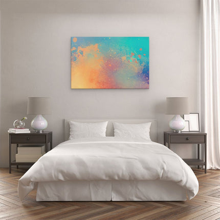 Canvas schilderij slaapkamer Abstracte Kunst - Acryl met Blauw en Oranje