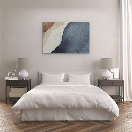 Canvas schilderij slaapkamer Abstracte Kunst - Bruin Beige Blauw