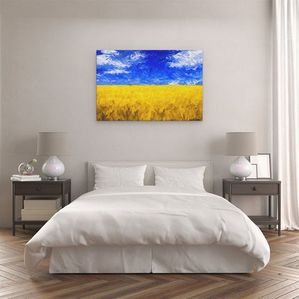 Canvas schilderij slaapkamer Abstracte Kunst - Landschap van Veld Graan