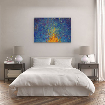 Canvas schilderij slaapkamer Abstracte Kunst - Vuur in de Nacht
