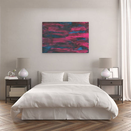 Canvas schilderij slaapkamer Abstracte Kunst - Donker Rood en Zwart