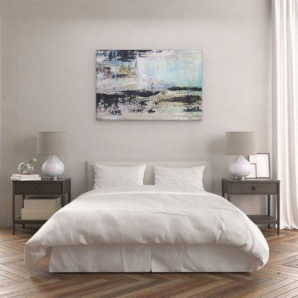 Canvas schilderij slaapkamer Abstracte Kunst - Acryl met Zwarte Vagen op Wit