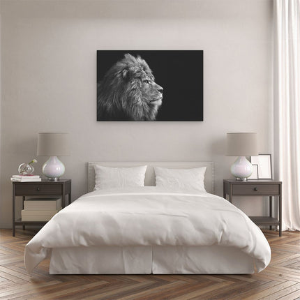 Canvas schilderij slaapkamer Leeuwenkop - Leeuw - Zwart Wit