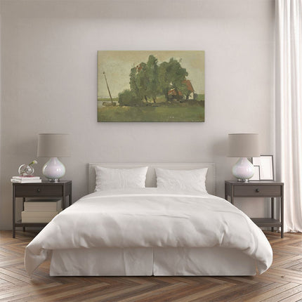 Canvas schilderij slaapkamer Boerenhofstede - George Hendrik Breitner