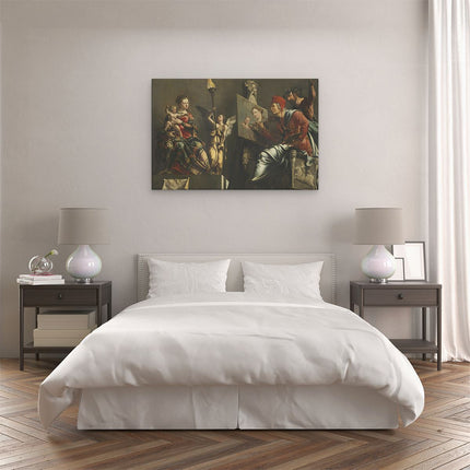 Canvas schilderij slaapkamer De Heilige Lucas Schildert de Madonna - Maarten van Heemskerck