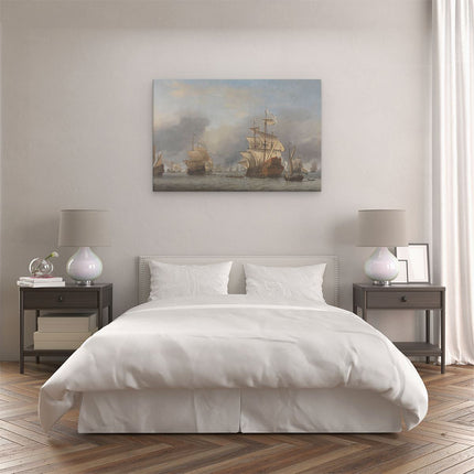 Canvas schilderij slaapkamer De Verovering van de Royal Prince - Willem van de Velde