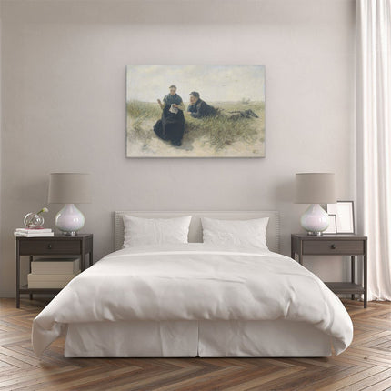 Canvas schilderij slaapkamer Jongen en Meisje in het Duin - David Adolph Constant Artz