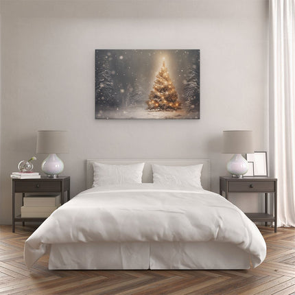 Canvas schilderij slaapkamer Kerstboom in het Bos - Kerstmis