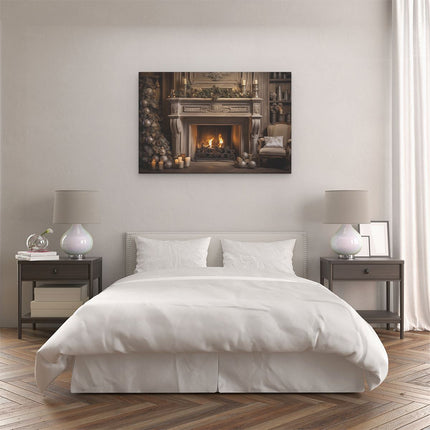 Canvas schilderij slaapkamer Kerstmis Openhaard