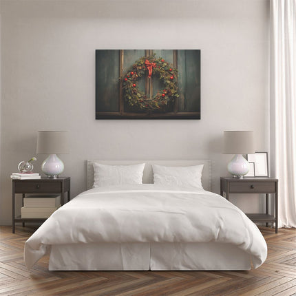Canvas schilderij slaapkamer Kerst Krans - Kerstmis