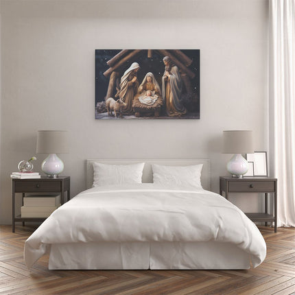 Canvas schilderij slaapkamer Kerststal - Kerstmis - Jezus Christus