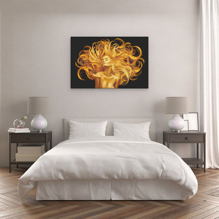 Canvas schilderij slaapkamer Gouden Vrouw
