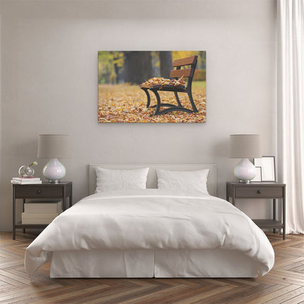 Canvas schilderij slaapkamer Bankje in de Herfst