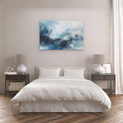 Canvas schilderij slaapkamer Abstract Kunstwerk in Blauw en Wit