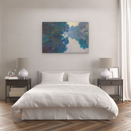 Canvas schilderij slaapkamer Kunstwerk van een Rivier en Bomen