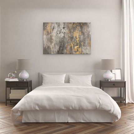 Canvas schilderij slaapkamer De Afbeelding Toont een Grijze en Gouden Verf op een Muur
