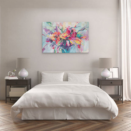 Canvas schilderij slaapkamer Kleurrijke Bloemen in een Vaas
