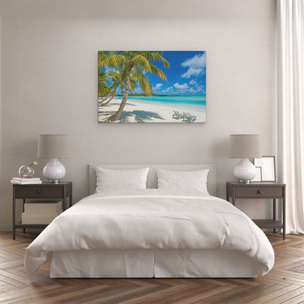 Canvas schilderij slaapkamer Strand met Palmbomen