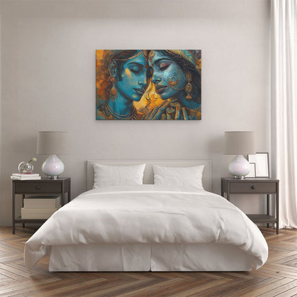 Canvas schilderij slaapkamer Twee Indiase Vrouwen Kussen Elkaar