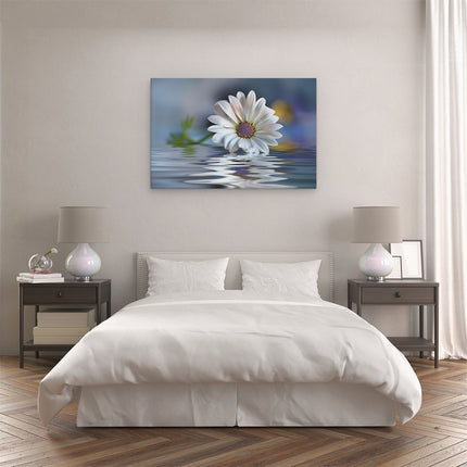 Canvas schilderij slaapkamer Witte Margriet Weerspiegeld in Water