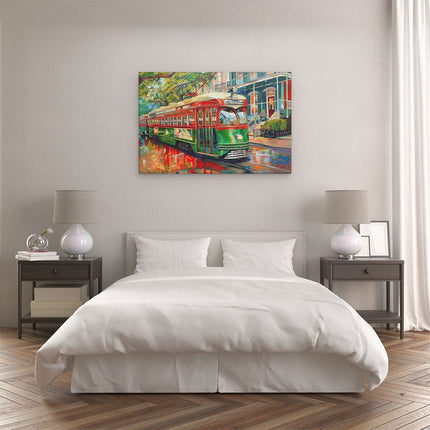 Canvas schilderij slaapkamer Kunstwerk van een Tram in New Orleans