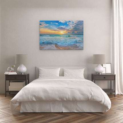 Canvas schilderij slaapkamer De Zon gaat onder boven de Oceaan