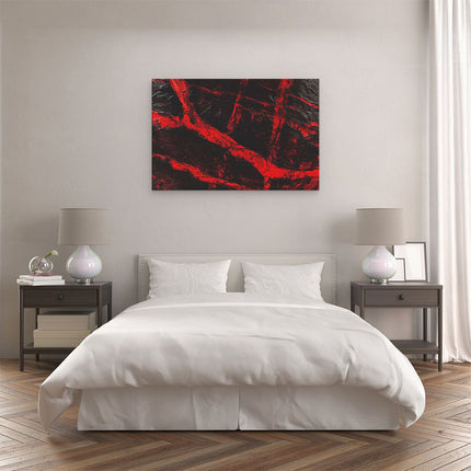 Canvas schilderij slaapkamer Rood en Zwart Artwork op een Zwarte Achtergrond