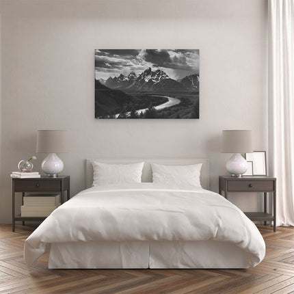 Canvas schilderij slaapkamer Zwart Wit Beeld van de Grand Teton-Bergen