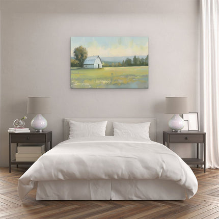 Canvas schilderij slaapkamer Kunstwerk van een Schuur in een Veld