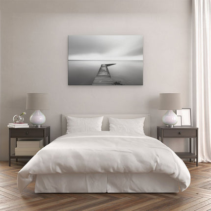 Canvas schilderij slaapkamer Zwart Wit Beeld van een Pier in het Water