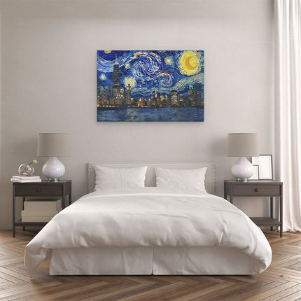 Canvas schilderij slaapkamer Kunstwerk van de Sterrenhemel boven Chicago