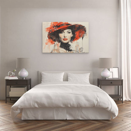 Canvas schilderij slaapkamer Vrouw met een Rode Hoed