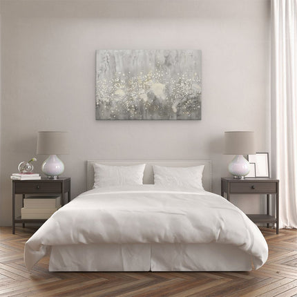 Canvas schilderij slaapkamer Abstract Kunstwerk met Witte en Grijze Spatten
