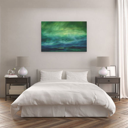 Canvas schilderij slaapkamer Groene en Blauwe Oceaan met Golven