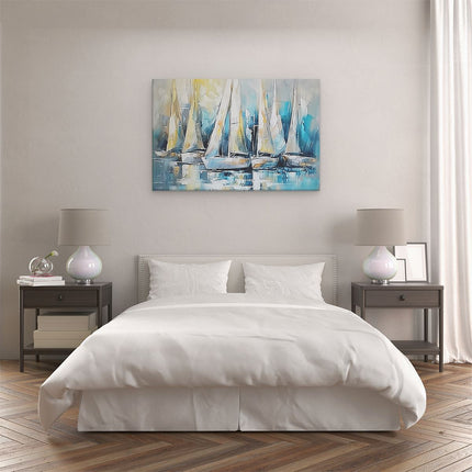 Canvas schilderij slaapkamer Kunstwerk van Zeilboten in het Water