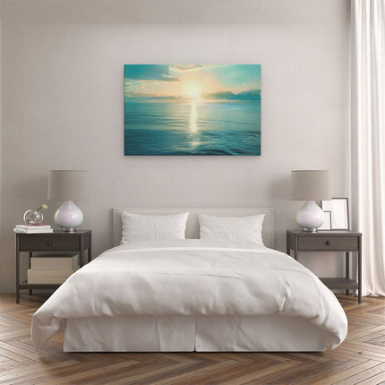 Canvas schilderij slaapkamer De Zon gaat onder boven de Oceaan
