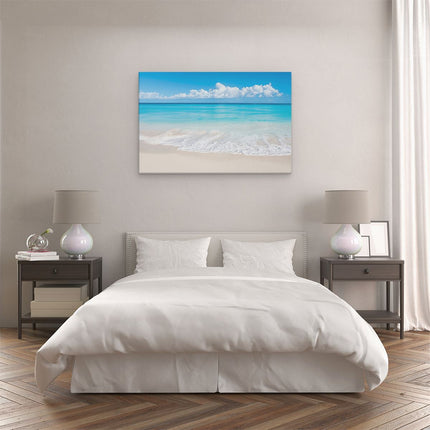 Canvas schilderij slaapkamer Wit Zandstrand met Blauw Water