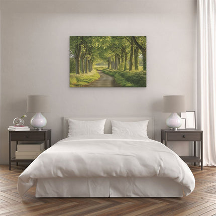 Canvas schilderij slaapkamer Weg Omzoomd met Bomen