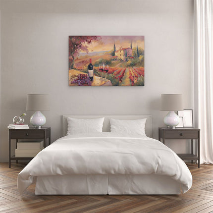 Canvas schilderij slaapkamer Kunstwerk van Wijn en Druiven op een Tafel