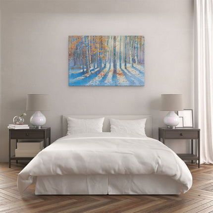 Canvas schilderij slaapkamer Berkenbomen in de Sneeuw