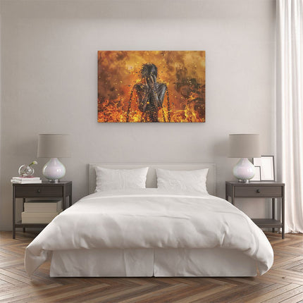 Canvas schilderij slaapkamer Vrouw is Vastgeketend aan een Vuur