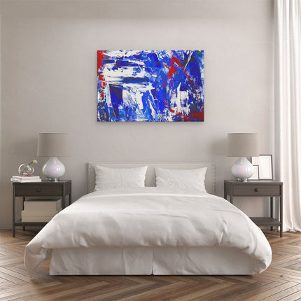 Canvas schilderij slaapkamer Abstract Kunstwerk - Rood, Wit en Blauw