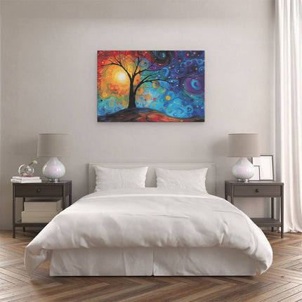 Canvas schilderij slaapkamer Kleurrijk Kunstwerk van een Boom