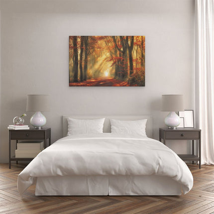 Canvas schilderij slaapkamer De Zon schijnt door de Bomen