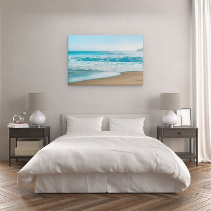 Canvas schilderij slaapkamer Zandstrand met Golven