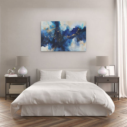 Canvas schilderij slaapkamer Abstract Kunstwerk van Blauw en Goud