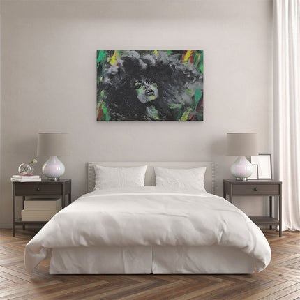 Canvas schilderij slaapkamer Vrouw met een Afro
