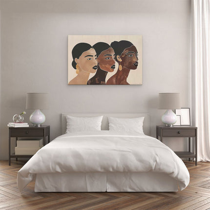 Canvas schilderij slaapkamer Drie Vrouwen met Verschillende Huidtinten