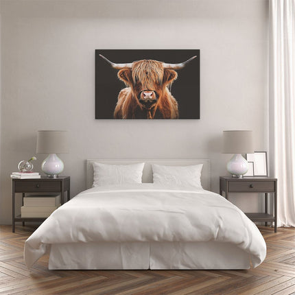 Canvas schilderij slaapkamer Schotse Hooglandkoe met Lange Hoorns