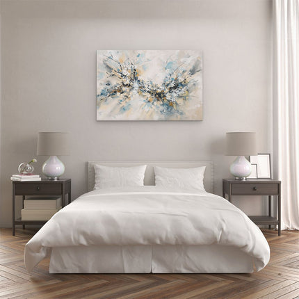 Canvas schilderij slaapkamer Abstract Kunstwerk met Blauwe, Gele en Zwarte Kleuren